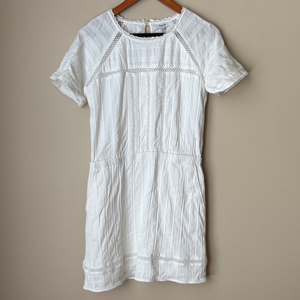 Madewell Women’s Dress Cotton Muslin Short Sleeve Lace- Size 6